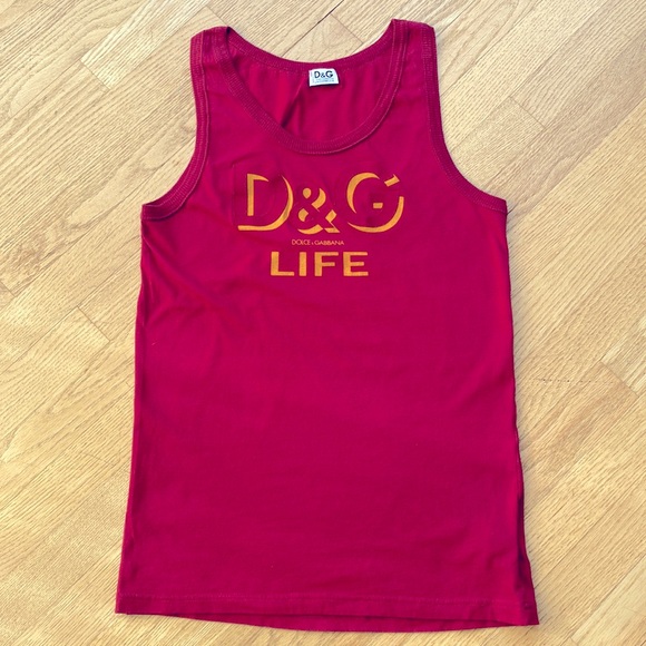 Dolce & Gabbana Other - D & G mens sz M red cotton tank top underwear.Red Logo application yellow print